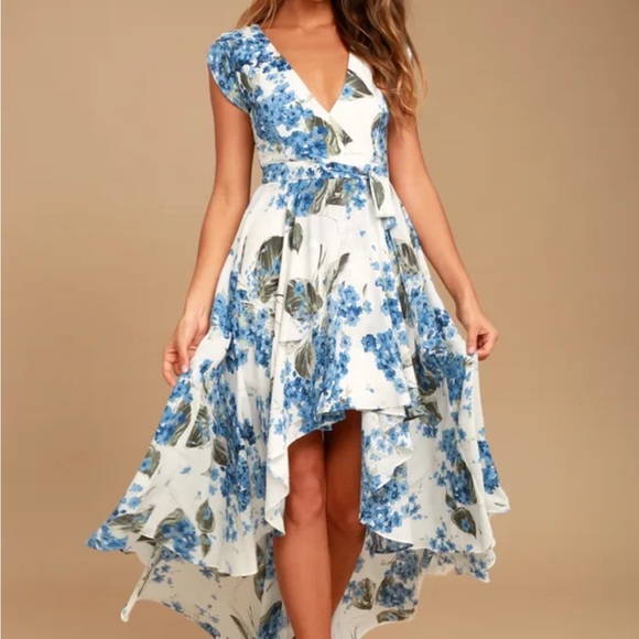 LULUS French Countryside White Floral Print High-Low Dress XS - Picture 3 of 8